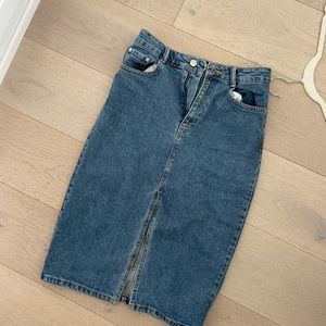 Zara denim midi skirt
